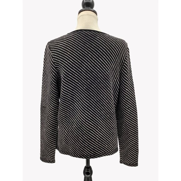Vintage Lawrence Rich Womens Black & White Striped Sweater Size L Cozy Knit - Picture 5 of 6